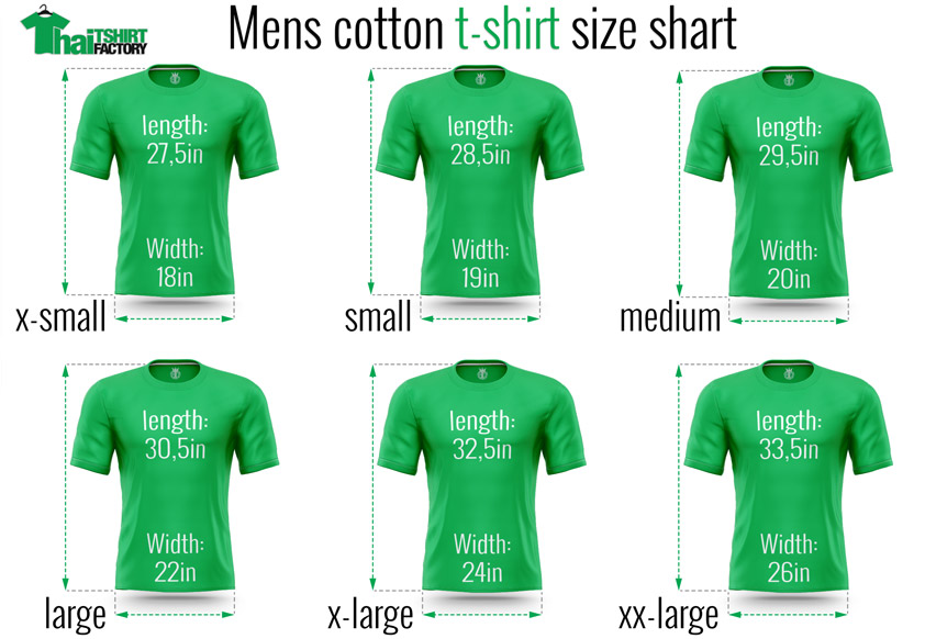 Thai t-shirt-factory t-shirt size chart